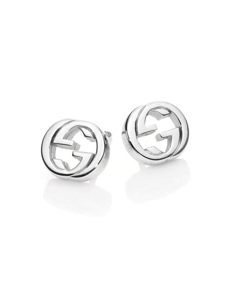 gucci interlocking g stud earrings silver|interlocking g earrings in silver.